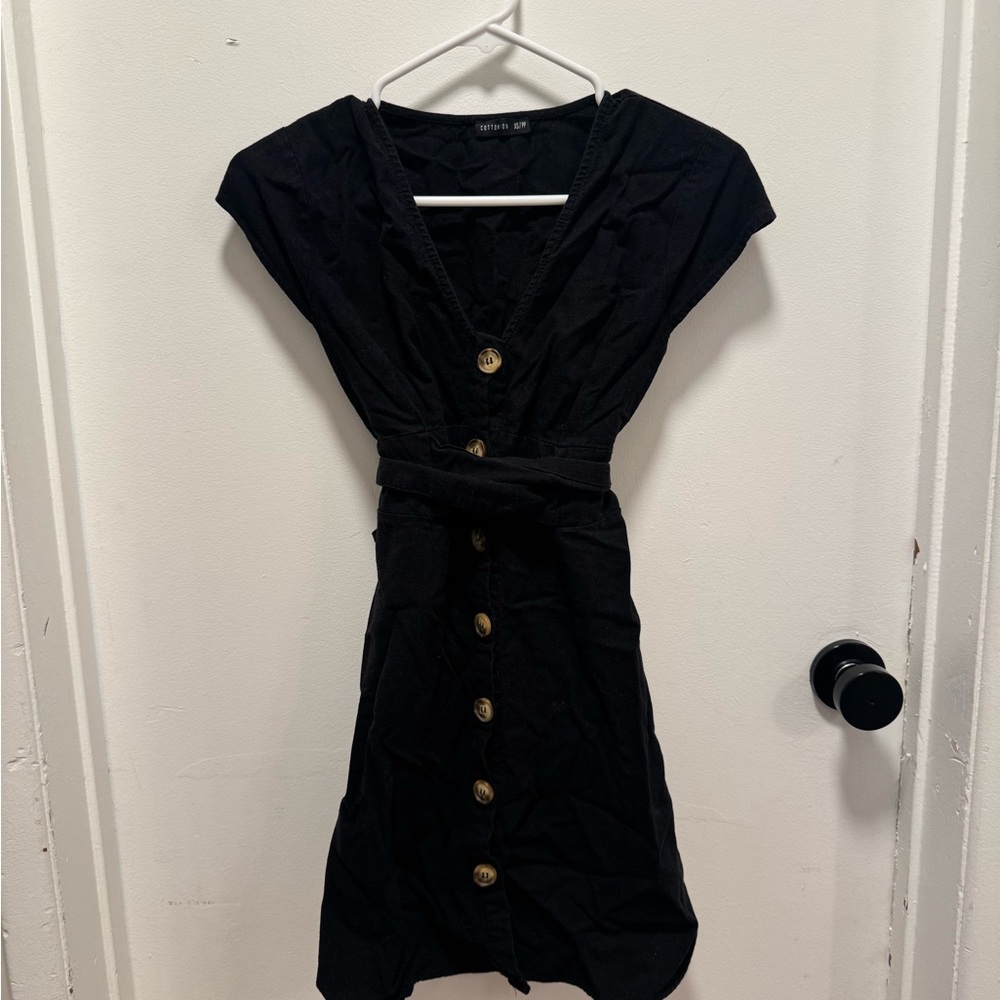 Cotton On Black Mini Dress with Buttons